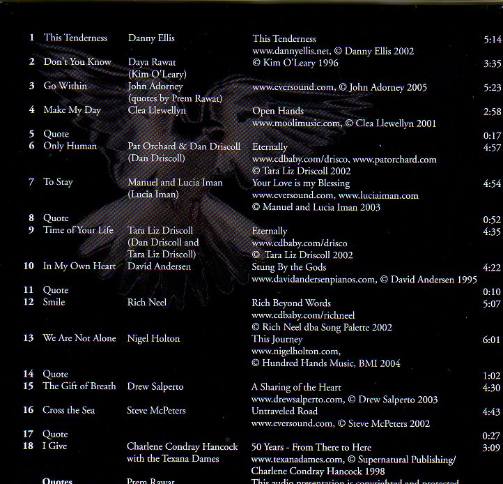 Thank You 2005 CD Track List