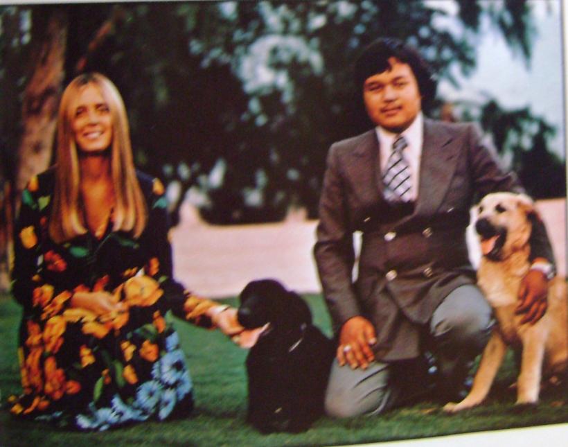 Prem Rawat aka Maharaji aka Guru Maharaj Ji the Perfect Master With His Wife Durga Ji And Pet Dogs 1974