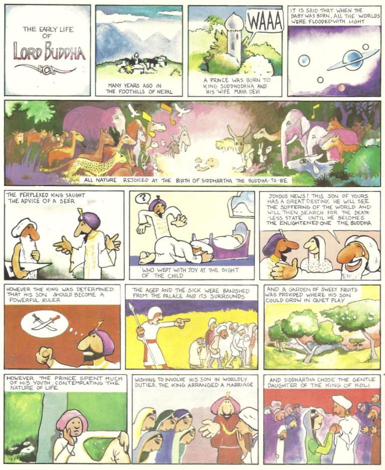 Cartoon Life Of Buddha – Divine Light magazine Guru Puja Special 1973