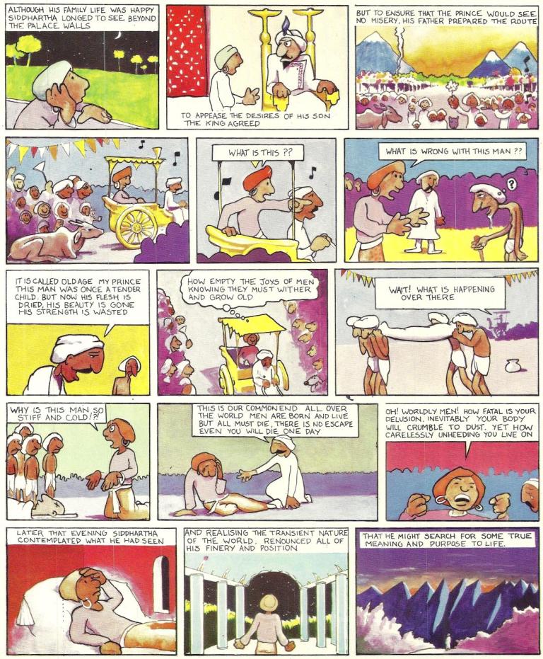 Cartoon Life Of Buddha – Divine Light magazine Guru Puja Special 1973