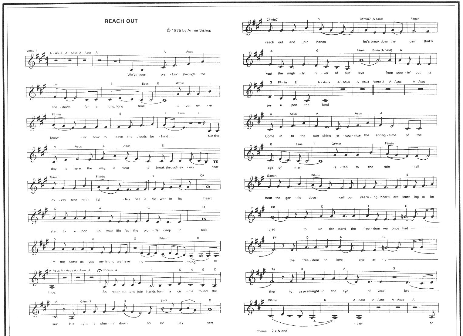 Reach Out Sheet Music