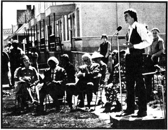John (Finnegan) Steinert addressing Mayor and Denver residents at Garden Project groundbreaking: 'We asked for six supervisor salaries and thirty students. We ended up with 13 premie supervisors and 78 kids.'