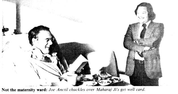Not the maternity ward: Joe Anctil chuckles over Maharaj Ji's get well card