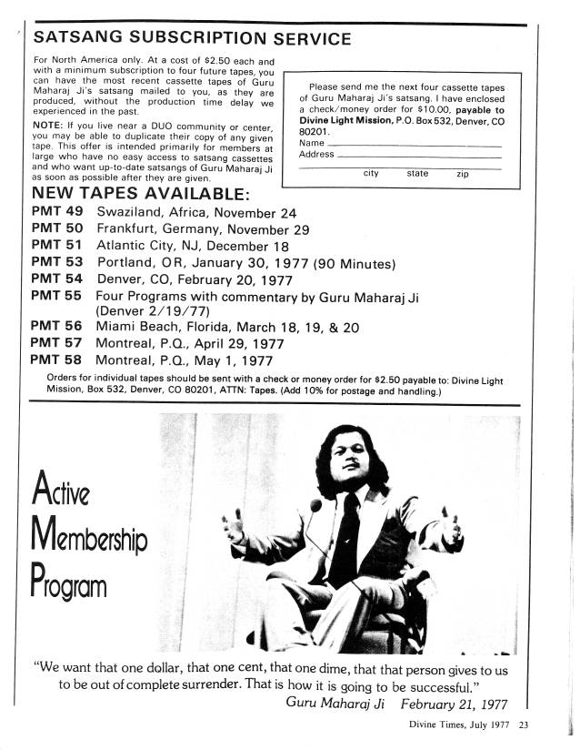 Prem Rawat: Divine Times magazine