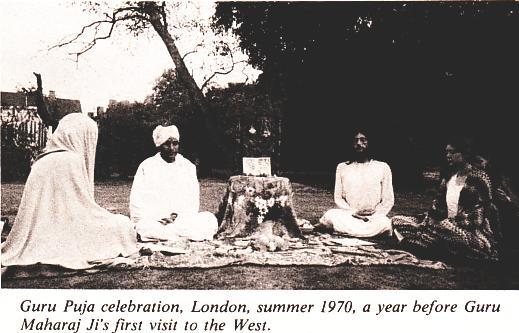 Guru Puja celebration, London, summer 1970, a year before Guru Maharaj first visit to the West.