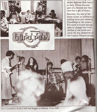 Pacific Guru Puja 1975. One Foundation Rock'n Roll and Reggae at Balmain Town Hall