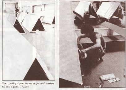 Constructing Opera House stage, and barriers for the Capitol Theatre
