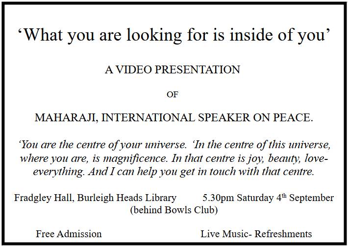 MAHARAJI, INTERNATIONAL SPEAKER ON PEACE