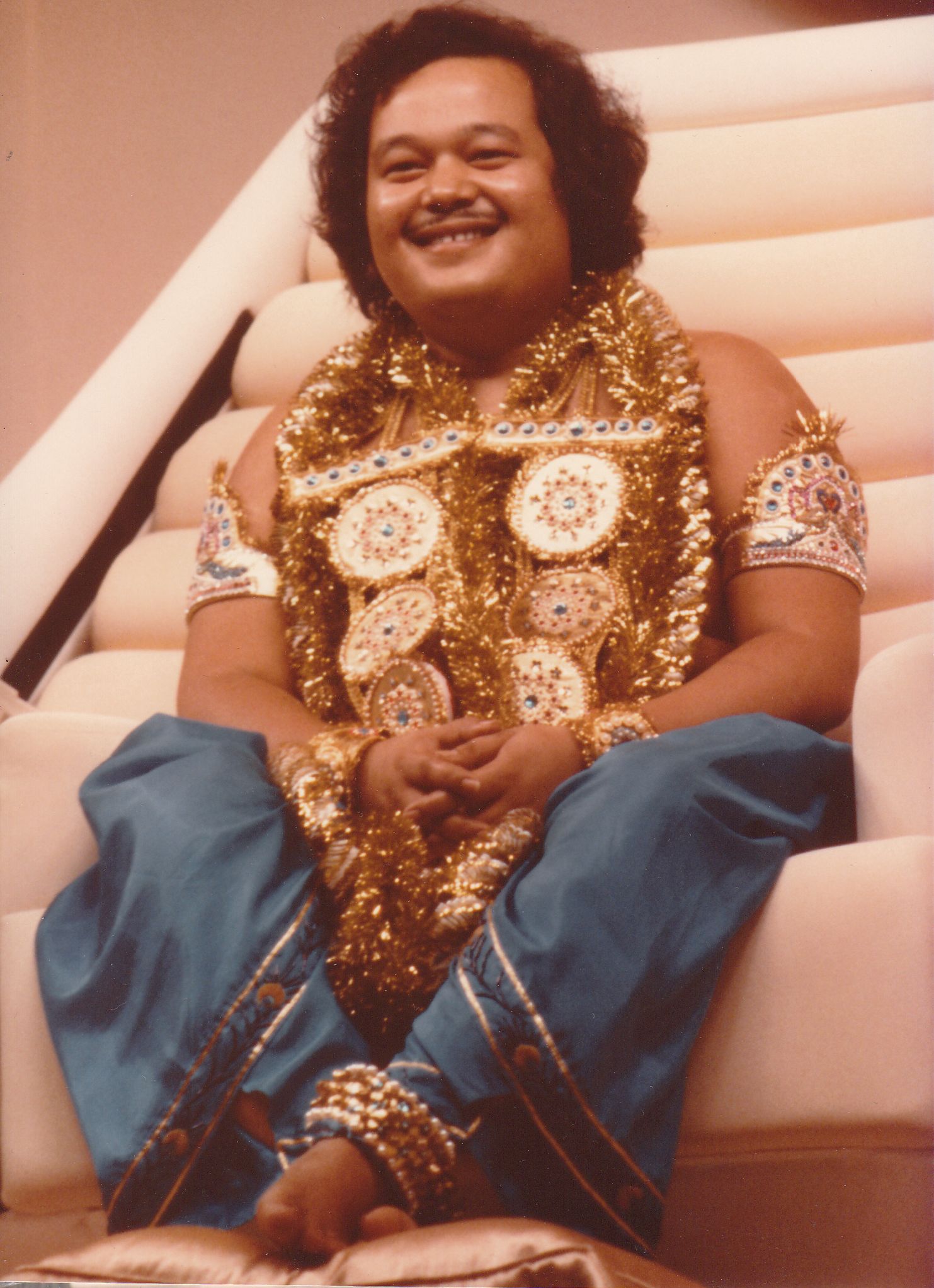 Prem Rawat (Maharaji) Dressed As Krishna On Throne On Stage Photo