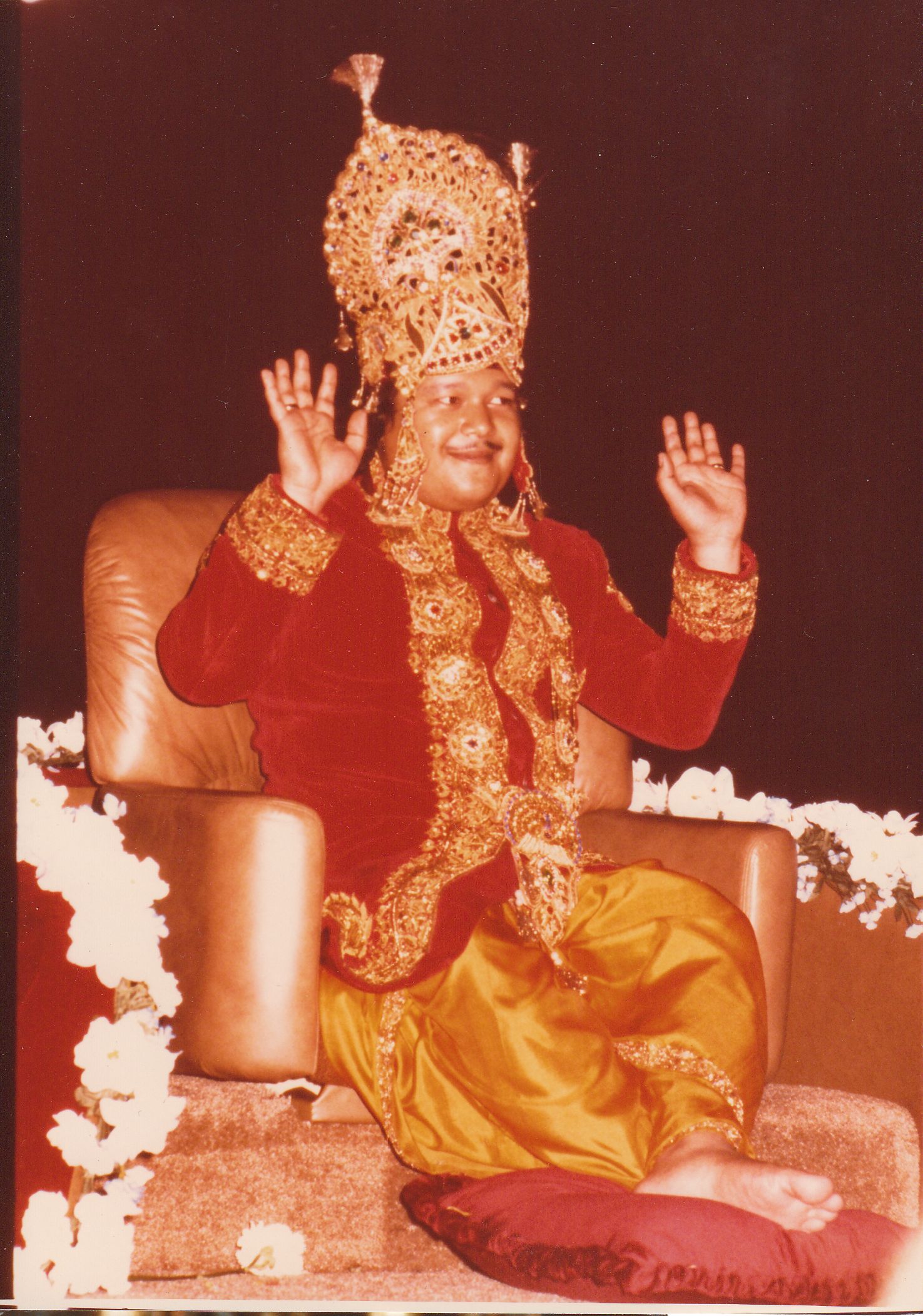Prem Rawat (Maharaji) Dressed As Krishna With Crown On Throne Photo