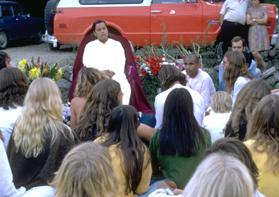 Maharaji at an outdoor event in the 70's