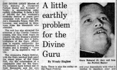 Newspaper Article re Prem Rawat aka Guru Maharaj Ji