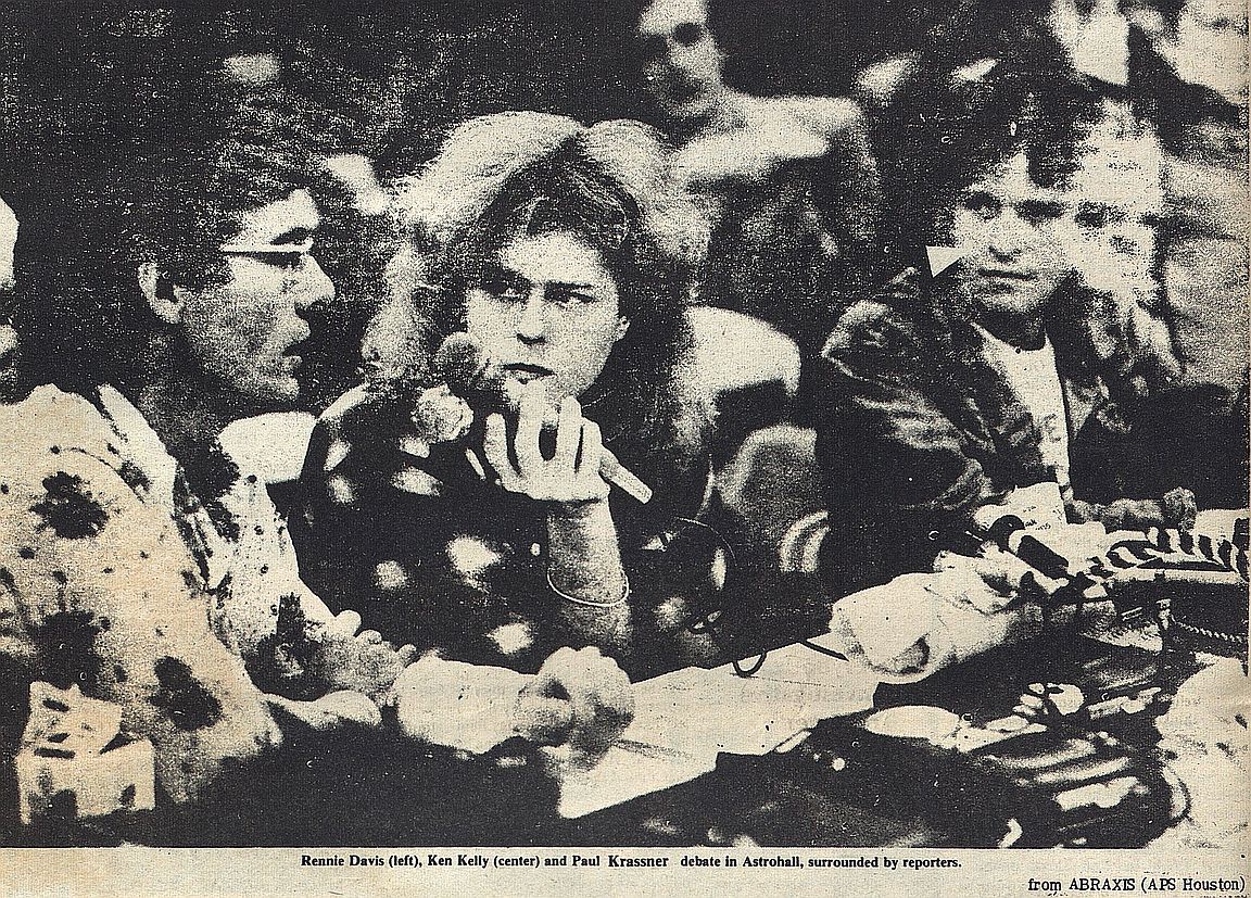Rennie Davis (left), Ken Kelly (center) and Paul Krassner