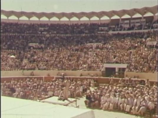 Click to See Larger Image of Devotees Listening To Prem Rawat (Maharaji) Speaking At Holi Festival 1978 Devotees Listening To Prem Rawat (Maharaji) Speaking At Holi Festival 1978